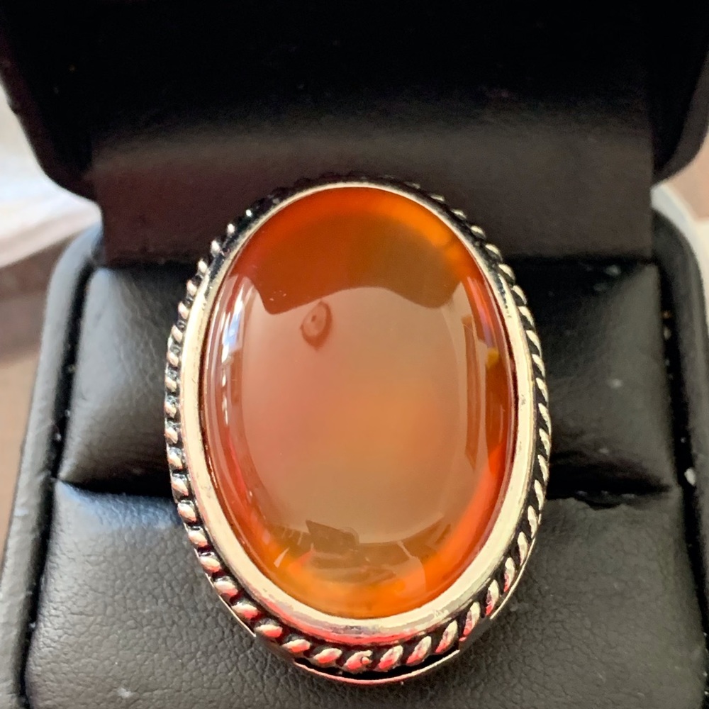 Topaz Orange Adjustable VTG Ring